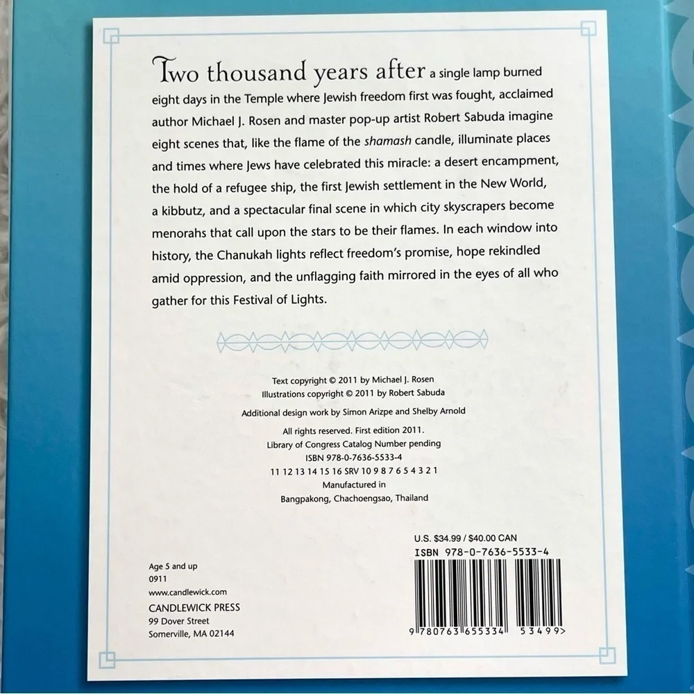 Chanukah Lights Hard Cover Pop Up Book! - Picture 5 of 5